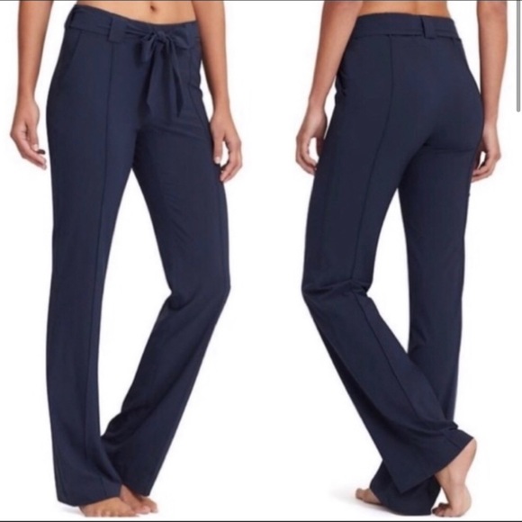 Athleta Pants - Athleta Destination Wide Leg Belted Pants Navy 8P